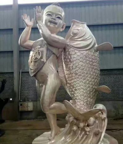 公园不锈钢仿铜鲤鱼福娃博鱼网页版