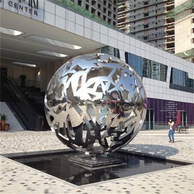 广场商场大型不锈钢流水喷泉镂空球博鱼网页版