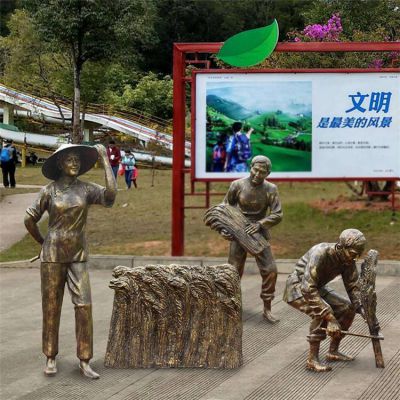 民俗小品城市街道玻璃钢仿铜农耕干农活的人物博鱼网页版
