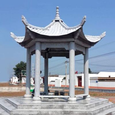 石雕凉亭大理石青石村庄广场户外六角复古凉亭