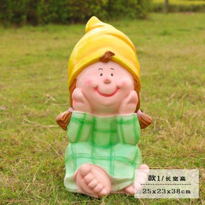 草坪树脂可爱摸脸的花园娃娃