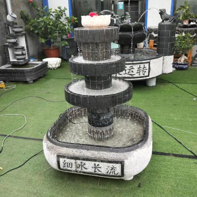 仿古青石细水长流室内石槽庭院水景