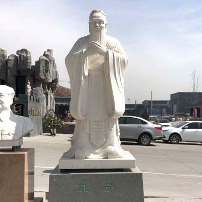 街道汉白玉石雕古代名人孔子博鱼网页版