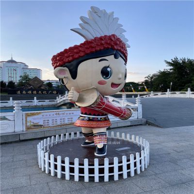 玻璃钢商场卡通博鱼网页版 迎宾公仔博鱼网页版