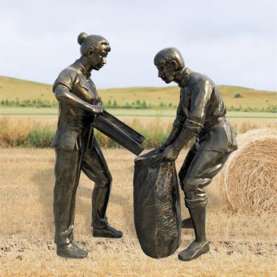 农场摆放春耕秋收民俗玻璃钢仿铜人物博鱼网页版