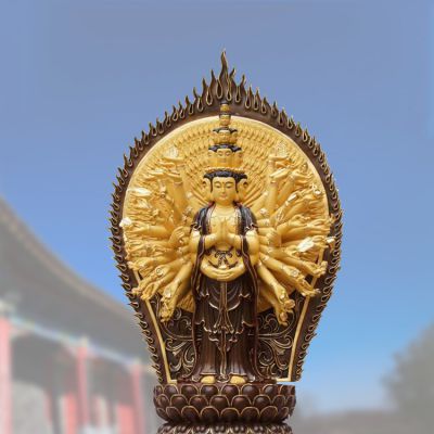 景区寺庙大型铜雕贴金浮雕千手观音博鱼网页版