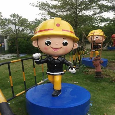 玻璃钢消防卡通人物博鱼网页版 公园形象摆件