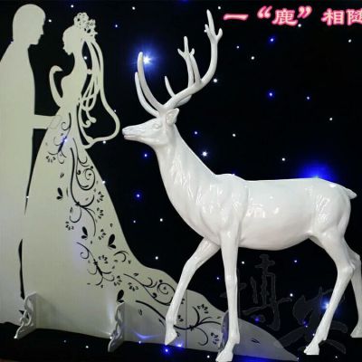室内动物摆件玻璃钢抽象梅花鹿