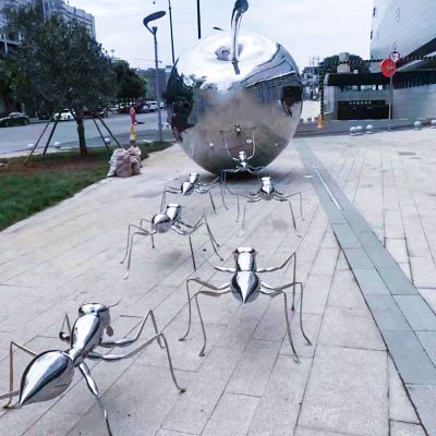 酒店广场摆放蚂蚁推苹果不锈钢蚂蚁博鱼网页版