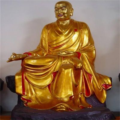 大型玻璃钢漆金罗汉佛雕像寺庙摆件