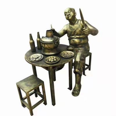 饭店摆放玻璃钢仿铜吃火锅民俗小品博鱼网页版
