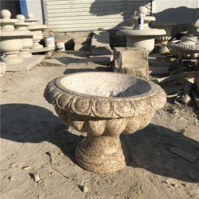 欧式砂石石雕花钵庭院别墅