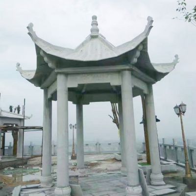 公园休闲创意石雕六角凉亭博鱼网页版