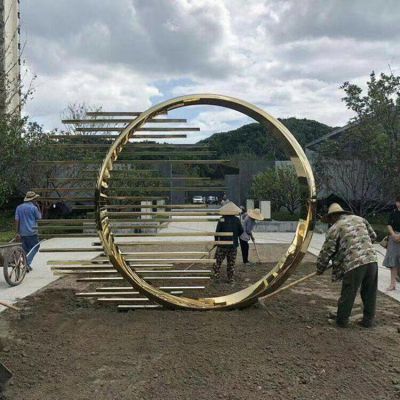 不锈钢烤漆抽象圆环别墅园林造景小品博鱼网页版