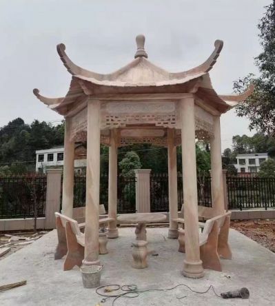 石材长廊公园别墅中式庭院栏杆六角亭博鱼网页版