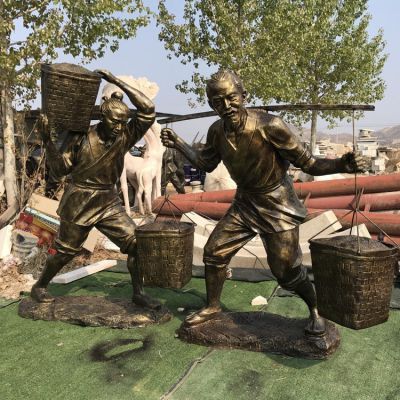 干农活的古人，玻璃钢仿铜农耕主题人物博鱼网页版