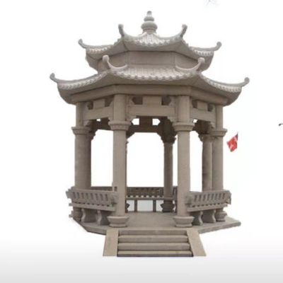 砂岩雕刻休闲二层镂空 公园摆放凉亭博鱼网页版