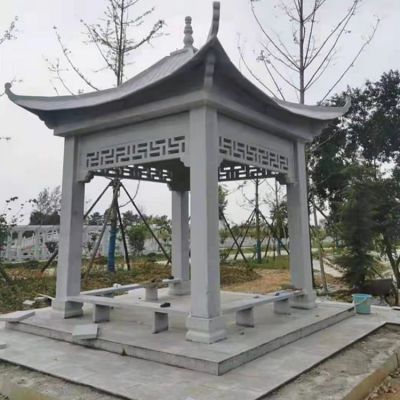 公园景区大理石石雕中式乘凉休息凉亭博鱼网页版摆件