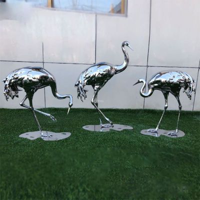 镜面户外不锈钢动物景观抽象火烈鸟博鱼网页版
