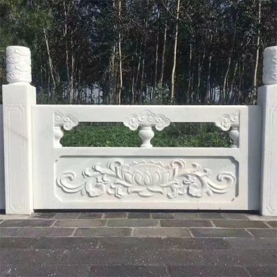 汉白玉浮雕荷花栏杆栏板街道博鱼网页版