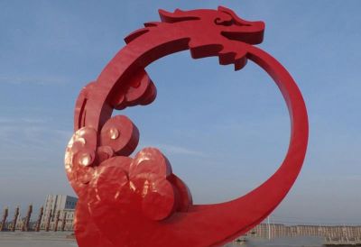 户外景区不锈钢喷漆抽象红色圆形龙博鱼网页版