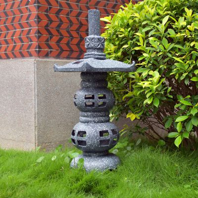 石灯太阳能摆件仿真石雕落地灯装饰户外日式庭院草坪园林微景观灯