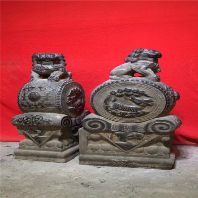 庭院门口门墩青石石雕一对抱鼓石博鱼网页版