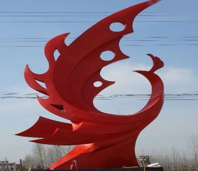 景区装饰大型红色不锈钢海浪浪花博鱼网页版