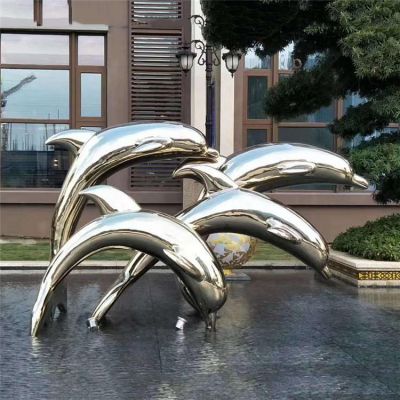 景不锈钢户外园林抽象海豚博鱼网页版