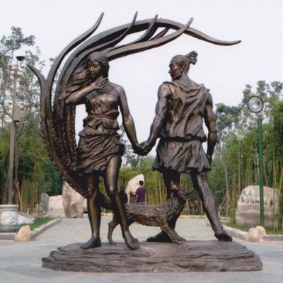 公园广场摆放玻璃钢仿铜大型古代神话人物景观博鱼网页版