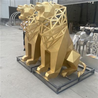 公园不锈钢几何抽象狮子博鱼网页版
