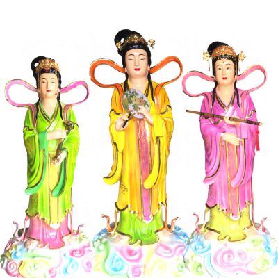 寺庙室内摆放玻璃钢彩绘七仙女佛像