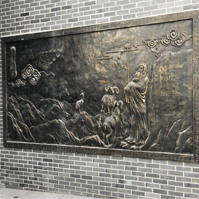 城市街道墙面装饰玻璃钢仿铜壁画