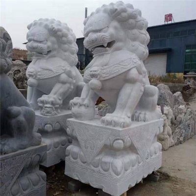 庭院别墅大理石石雕一对石狮子博鱼网页版