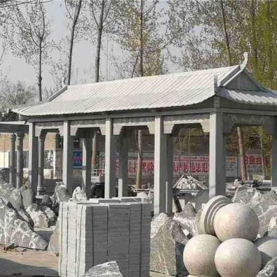 凉亭博鱼网页版-寺院户外摆放仿古建长廊青石凉亭