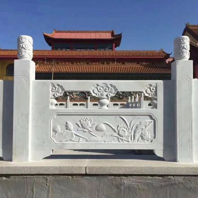 景区别墅公园大理石石雕荷花栏板浮雕栏杆博鱼网页版