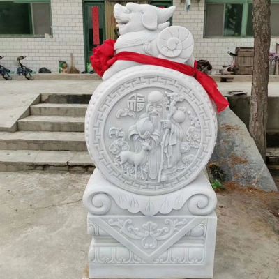 汉白玉大理石浮雕户外园林景观抱鼓石博鱼网页版