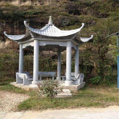 大理石户外园林景观石雕园林六角凉亭博鱼网页版