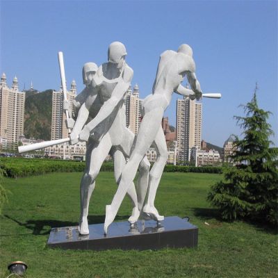 玻璃钢抽象棒球运动人物博鱼网页版 城市广场摆件