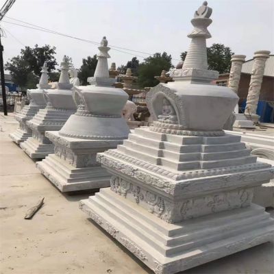 寺庙户外摆放大理石汉白玉雕刻舍利塔八宝塔博鱼网页版