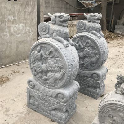 青石石雕浮雕大型庭院门口一对抱鼓石博鱼网页版