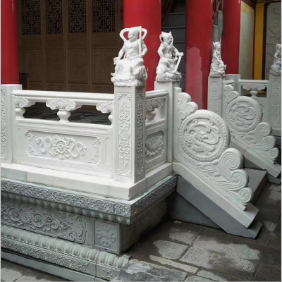 寺庙栏杆围栏，汉白玉雕花栏板