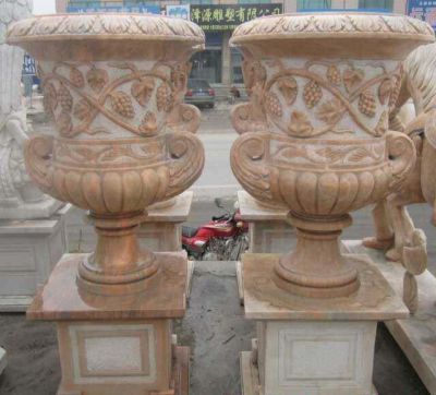 欧式晚霞红花钵