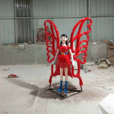 不锈钢彩绘卡通蝴蝶仙子博鱼网页版 游乐园摆放小品