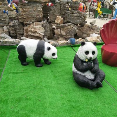 仿真动物玻璃钢熊猫博鱼网页版 动物园景区摆件