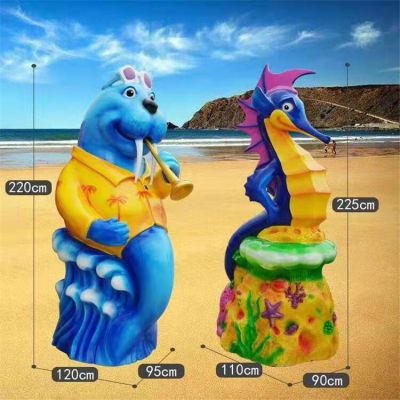 玻璃钢彩绘海洋动物摆件 海洋主题公园博鱼网页版