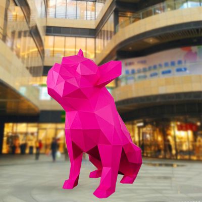 广场创意玻璃钢几何玫红色狗博鱼网页版