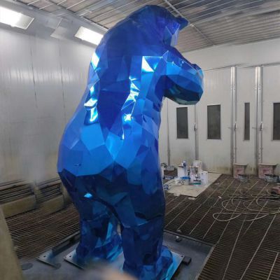 大型抽象动物景观摆件  不锈钢几何彩绘情景小品