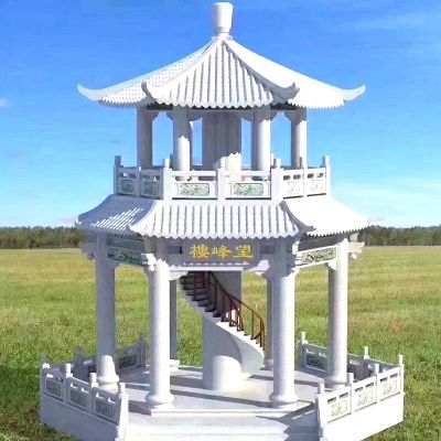 汉白玉户外寺庙二层凉亭观景休息石雕