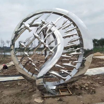 不锈钢抽象园林景观摆件圆环博鱼网页版